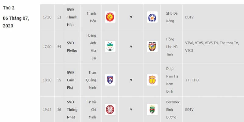 Lịch thi đấu V-League