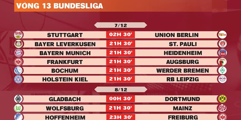 Lịch thi đấu Bundesliga